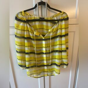 Ann Taylor navy and yellow tunic top